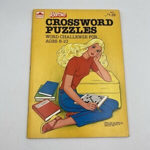 New Mattel Barbie Golden Crossword Puzzles Book Word Challenge Vintage 1983